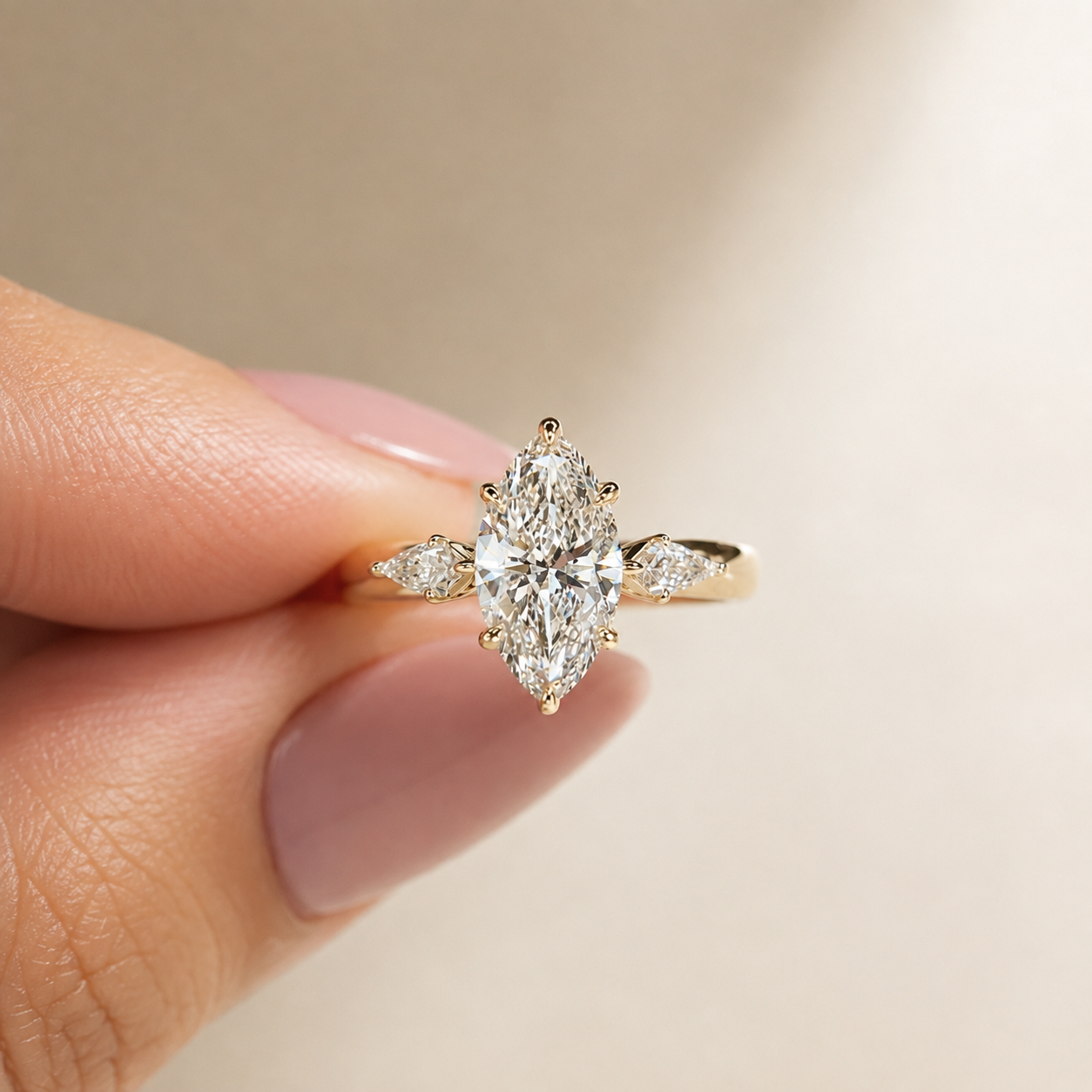 2.30 Carat Yellow Gold Marquise  Cut Diamond Engagement Ring
